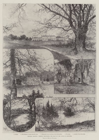 Nawiedzone wakacje, karton, Maynooth, siedziba księcia Leinster autorstwa Joseph Holland Tringham