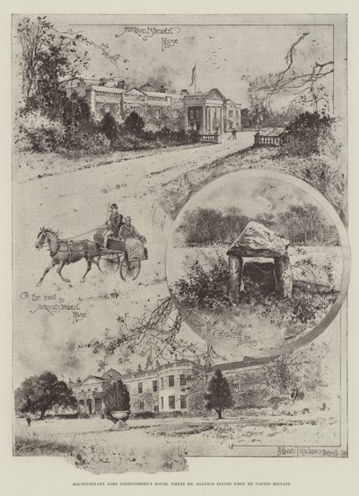 Mountstewart, Dom Lorda Londonderry, w którym zatrzymał się pan Balfour podczas wizyty w Belfaście autorstwa Joseph Holland Tringham