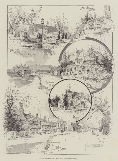 Wędrujące szkice, Broadway, Worcestershire autorstwa Joseph Holland Tringham