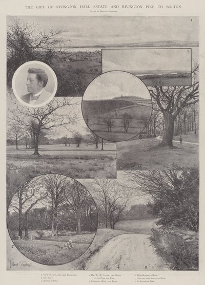 Dar Rivington Hall Estate i Rivington Pike dla Bolton autorstwa Joseph Holland Tringham