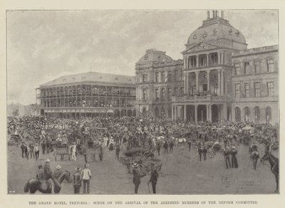 Grand Hotel, Pretoria, scena po przybyciu aresztowanych członków Komisji Reformy autorstwa Joseph Holland Tringham
