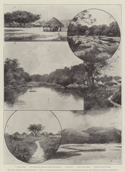 Kwestia graniczna Lagos-Dahomej, sceny w dystrykcie Hinterland obecnie sporne między rządami brytyjskim i francuskim autorstwa Joseph Holland Tringham
