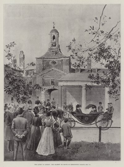 Królowa w Londynie, Jej Wysokość W drodze do Pałacu Kensington, 15 maja autorstwa Joseph Holland Tringham