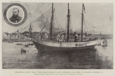 Powrót Frama z arktyczną ekspedycją kapitana Sverdrupa, statek w Stavanger, 19 września autorstwa Joseph Holland Tringham