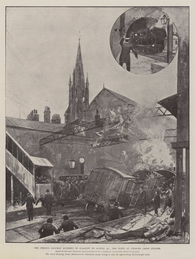 Poważny wypadek kolejowy w Glasgow w dniu 30 sierpnia, scena na stacji Charing Cross autorstwa Joseph Holland Tringham
