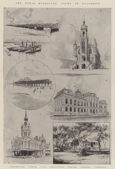 Huragan w Teksasie, widoki w Galveston autorstwa Joseph Holland Tringham