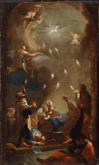 Zejście Ducha Świętego (Pięćdziesiątnica), Olej na płótnie autorstwa Józefa Ignaza Mildorfera (1719-1775), ok. 1750 - (Zstąpienie Ducha Świętego (Pięćdziesiątnica), Olej na płótnie J.I. Mildorfera, ok. 1750) - Magyar Galeria Nemzeti (Węgry) autorstwa Joseph Ignaz Mildorfer
