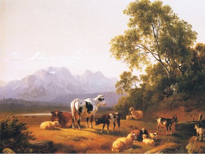 Holenderski krajobraz pasterski, z nieznanego źródła czasopisma lub książki autorstwa Joseph Jan Balkerdt