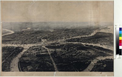 Panorama Petersburga i okolic z lotu ptaka - Iosif Iosifovich Charlemagne (1824-1870). Aquatint, II poł. XIX w. Państwowe Muzeum Historii Sankt Petersburga autorstwa Joseph Jossifovich Charlemagne