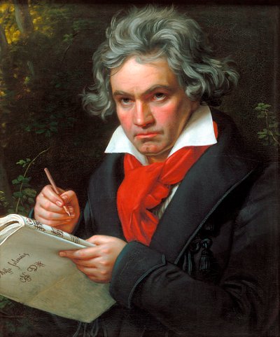 Portret Ludwiga van Beethovena podczas komponowania Mszy uroczystej, 1820 r. autorstwa Joseph Carl Stieler