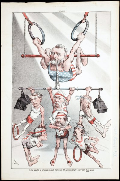 Puck chce "silnego człowieka na czele rządu" - ale nie takiego, 1880 r. autorstwa Joseph Keppler