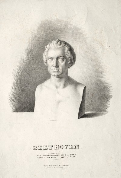 Popiersie Ludwiga van Beethovena. autorstwa Joseph Kriehuber