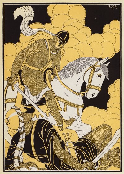 Le Combat de Guillaume Contre le Geant Corsolt (kolorowa litografia) autorstwa Joseph Kuhn Regnier