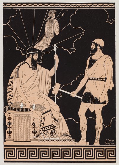 Narodziny Ateny (kolorowa litografia) autorstwa Joseph Kuhn-Regnier