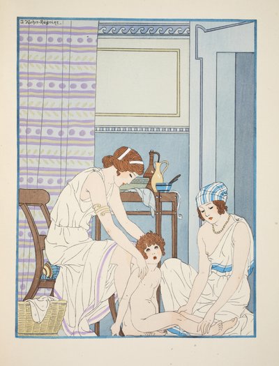 Opieka nad niemowlętami, ilustracja z „Dzieła Hipokratesa”, 1934 autorstwa Joseph Kuhn Regnier