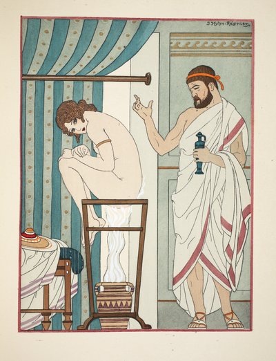 Terapia fumigacyjna, ilustracja z „Dzieł Hipokratesa”, 1934 autorstwa Joseph Kuhn Regnier