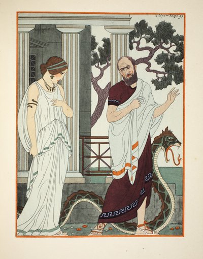 Odwróciłem się i ujrzałem piękną kobietę, ilustracja z "Dzieł Hipokratesa", 1934 autorstwa Joseph Kuhn Regnier