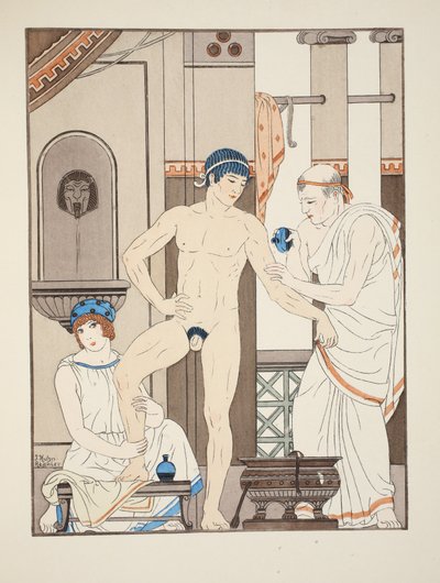 Masaż, ilustracja z „Dzieła Hipokratesa”, 1934 autorstwa Joseph Kuhn Regnier