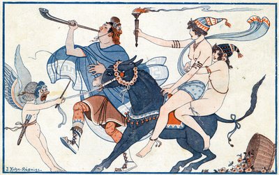 Figle na freskach, karnawał w Pompejach - ilustracja z la Vie Parisienne, 1923 autorstwa Joseph Kuhn Regnier