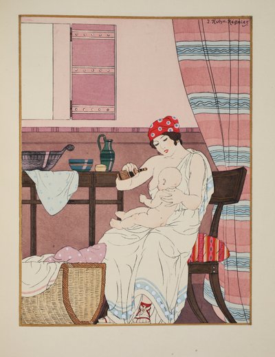 Pielęgnowanie niemowląt, ilustracja z „Dzieła Hipokratesa”, 1934 autorstwa Joseph Kuhn Regnier