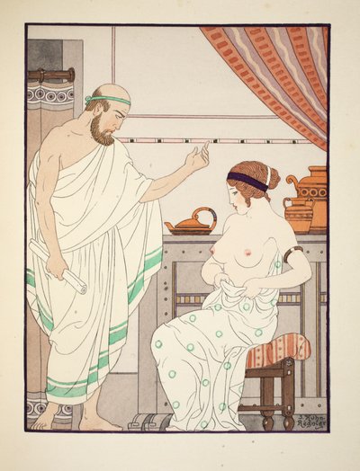 Badanie lekarskie, ilustracja z "Dzieł Hipokratesa", 1934 autorstwa Joseph Kuhn Regnier