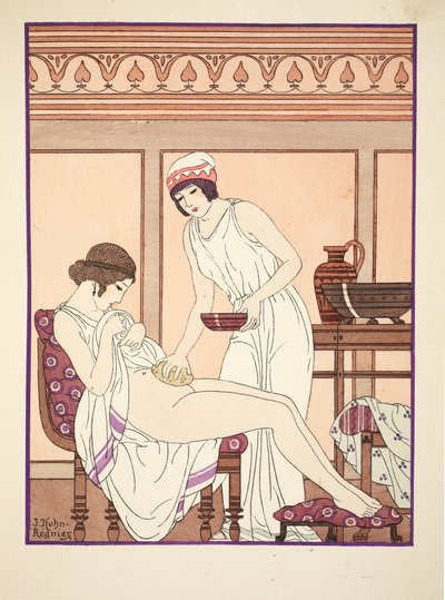 Kąpiel gąbkowa, ilustracja z „Dzieła Hipokratesa”, 1934 autorstwa Joseph Kuhn Regnier