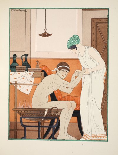 Łaźnia parowa, ilustracja z „Dzieła Hipokratesa”, 1934 autorstwa Joseph Kuhn Regnier