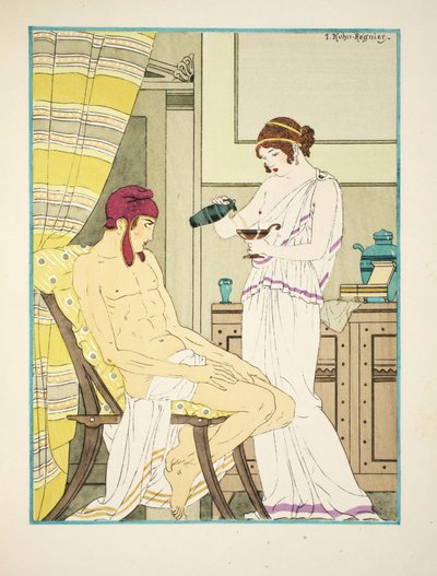 Ciało żółknie jak kora granatu, ilustracja z „Dzieła Hipokratesa”, 1934 autorstwa Joseph Kuhn Regnier