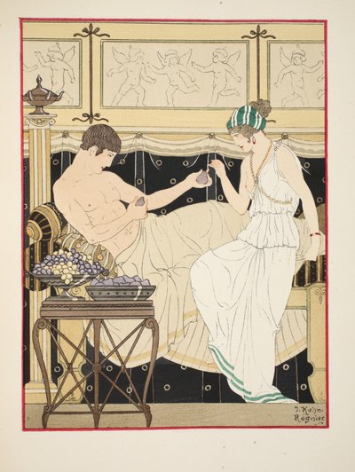 Najmniej zajadaliśmy się winogronami i figami, ilustracja z „Dzieła Hipokratesa”, 1934 autorstwa Joseph Kuhn Regnier