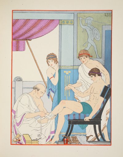 Ranny żołnierz, ilustracja z „Dzieła Hipokratesa”, 1934 autorstwa Joseph Kuhn Regnier