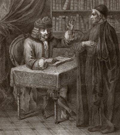 - Wolter i mnich - VOLTIER, Francois-Marie Arouet - z duchownymi. Wolter i ksiądz (religia) - Grawerowanie autorstwa Josepha Lante - 1764 autorstwa Joseph Lante