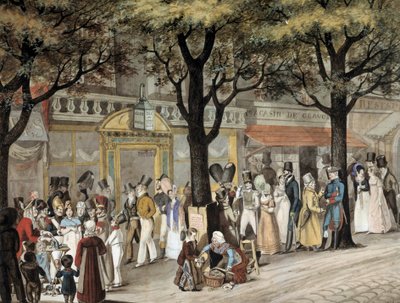 Spacer po bulwarze w Paryżu w 1819 akwarela Josepha Louisa Bellange (1800-1866) 1819 Paryż, Musee Carnavalet autorstwa Joseph Louis Hippolyte Bellange