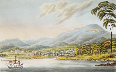 Widok miasta Hobart, 1824 autorstwa Joseph Lycett