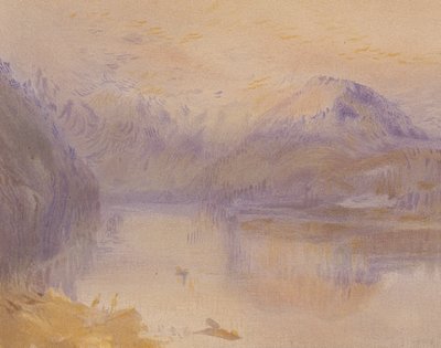 Jezioro (kolorowa litografia) autorstwa Joseph Mallord William (after) Turner