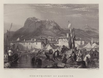 Corinth, Port of Kenkries (kolor lito) autorstwa Joseph Mallord William (after) Turner