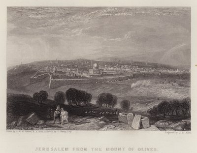 Jerozolima z Góry Oliwnej (kolor lito) autorstwa Joseph Mallord William (after) Turner