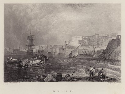 Malta (kolor lito) autorstwa Joseph Mallord William (after) Turner