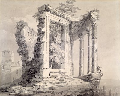 Świątynia Sybilli, Tivoli (ołówek i akwarela na papierze) autorstwa Joseph Mallord William (attr.to) Turner