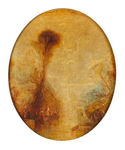 Pejzaż klasyczny z wiaduktem (olej na płótnie) autorstwa Joseph Mallord William (follower of) Turner