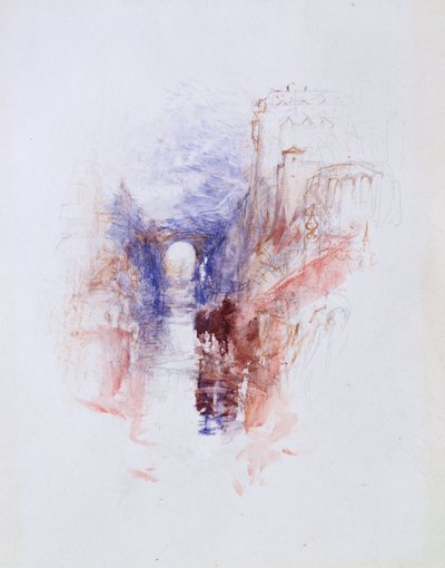 Włoski zamek nad rzeką, ok. 1827 r. autorstwa Joseph Mallord William Turner