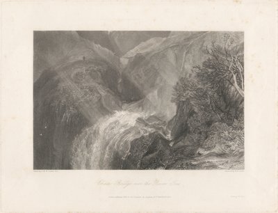 Most Łańcuchowy nad rzeką Tees, 1838 (akwaforta i grawerowanie) autorstwa Joseph Mallord William Turner