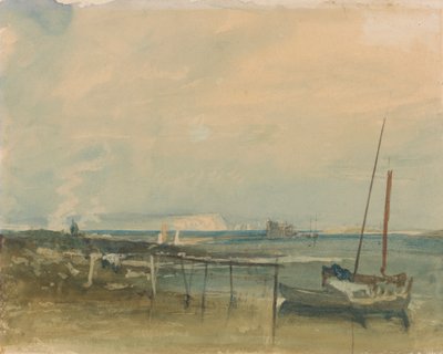 Scena brzegowa z białymi klifami i łodziami na brzegu autorstwa Joseph Mallord William Turner