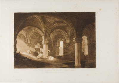 Krypta opactwa Kirkstall, tablica 39 z Liber Studiorum autorstwa Joseph Mallord William Turner