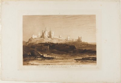 Zamek Dunstanborough, tablica 14 z Liber Studiorum autorstwa Joseph Mallord William Turner