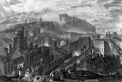 Edynburg z Calton Hill, grawerowany przez George