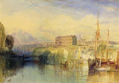 Exeter, ok. 1827 (akwarela ze skrobaniem i zacieraniem oraz guma arabska na papierze) autorstwa Joseph Mallord William Turner