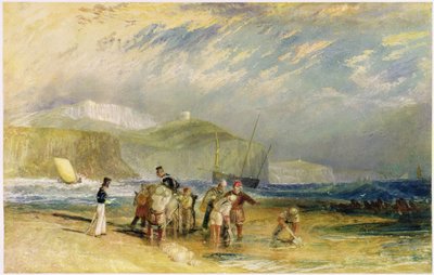 Port i wybrzeże Folkestone do Devon, ok. 1830 (toaleta i gwasz na papierze) autorstwa Joseph Mallord William Turner