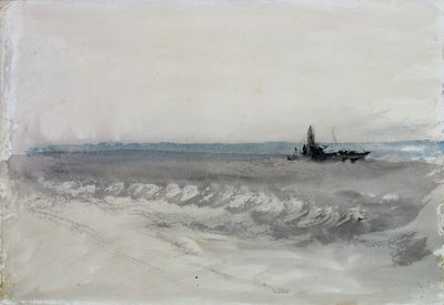 Morze szare, łódź płynąca na lądzie, ok. 1840 (akwarela na papierze) autorstwa Joseph Mallord William Turner