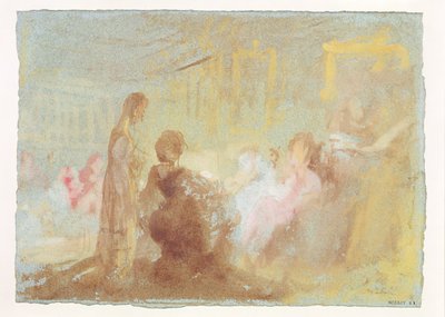 Wnętrze w Petworth House z ludźmi w rozmowie, 1830 (gwasz) autorstwa Joseph Mallord William Turner