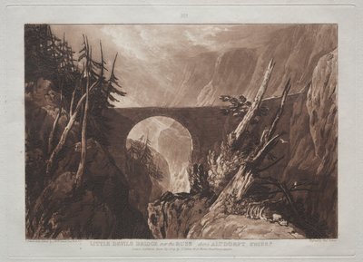 Liber Studiorum: Most Diabła przez Russ, nad Altdorft, Swiss autorstwa Joseph Mallord William Turner